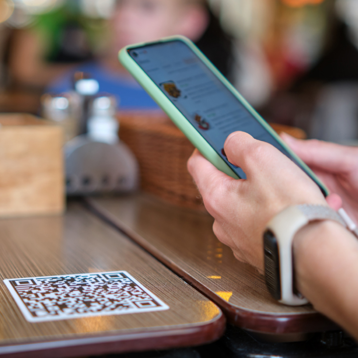 Phone at a cafe table